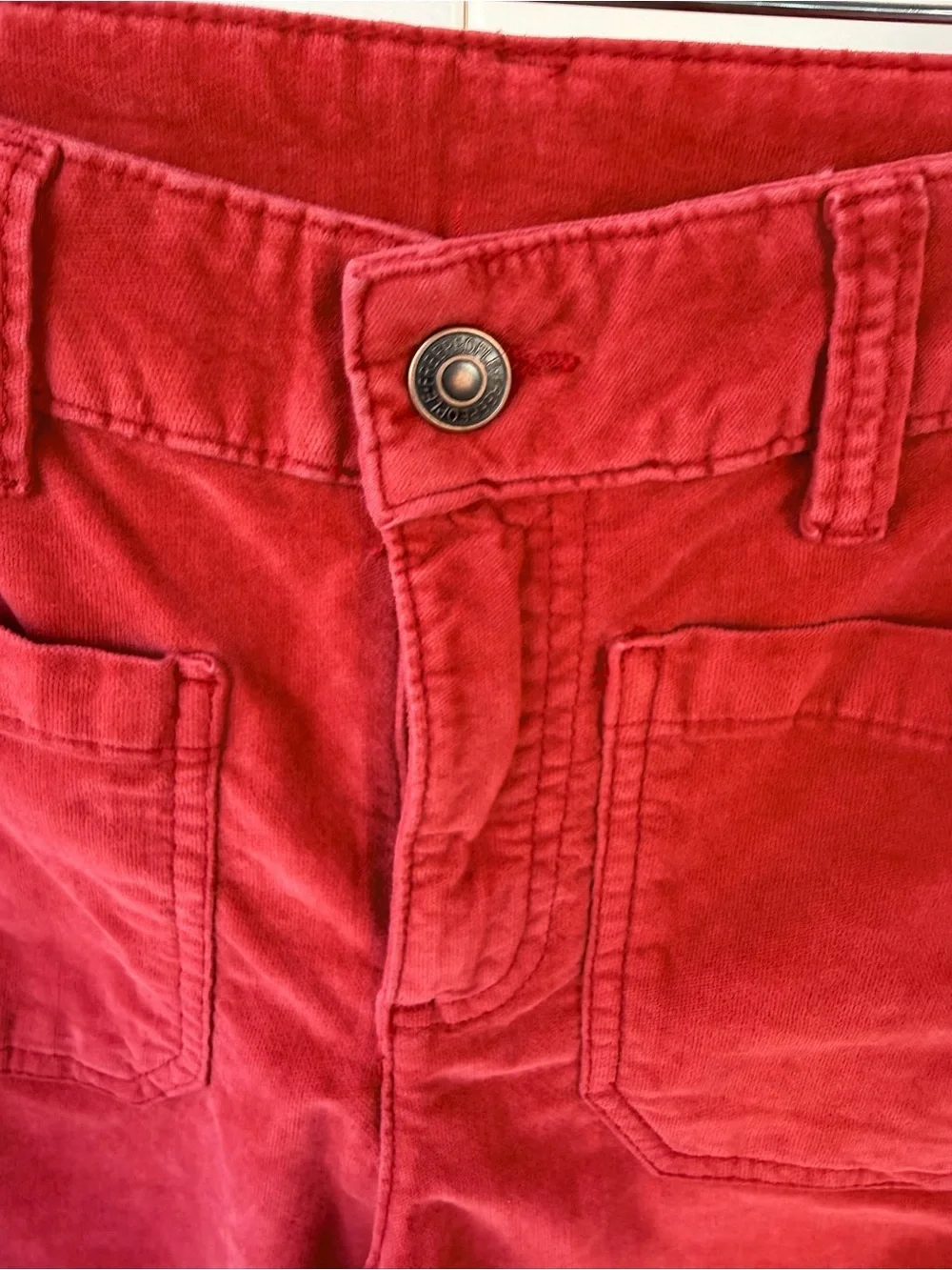 Free People Red Corduroy High Time Velvet Kick Flare Pants